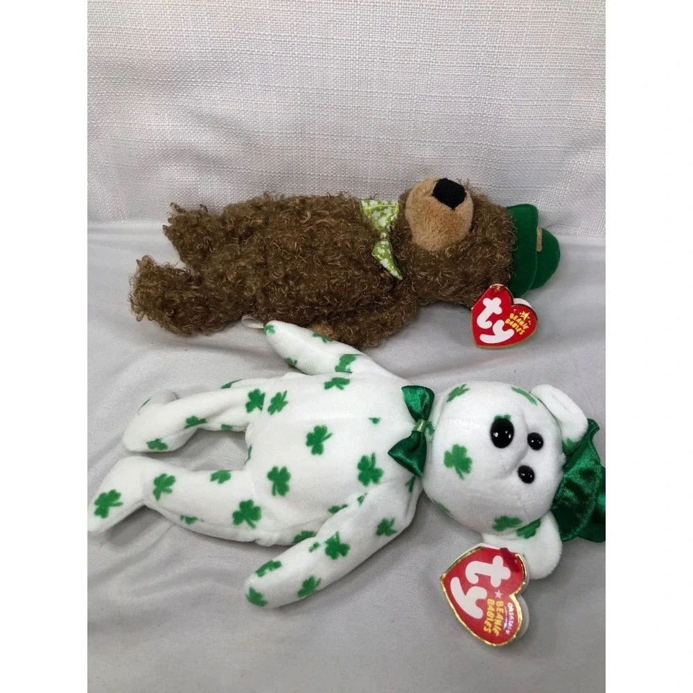 Ty Beanie Babies St Patricks Day Bears Lucky ODay and OFortune Set of 2 Plush